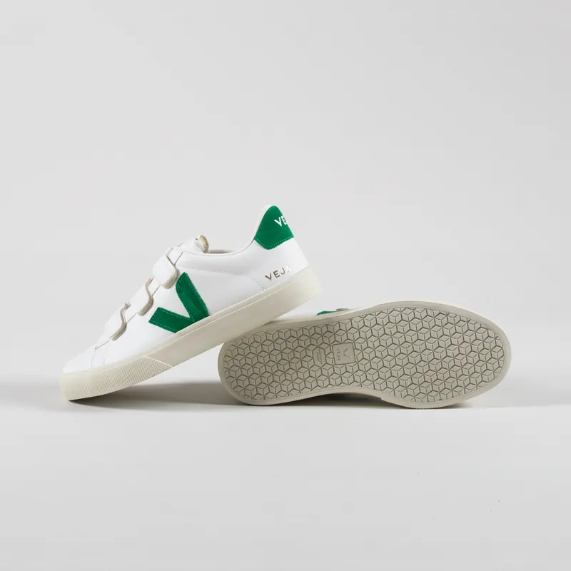 Veja Recife Logo Chromefree Leather Shoes Extra White Emeraude-3