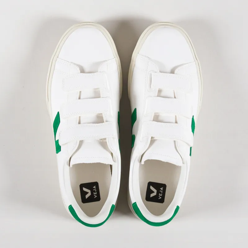 Veja Recife Logo Chromefree Leather Shoes Extra White Emeraude-6