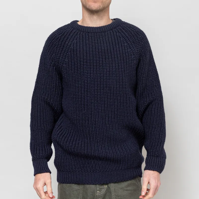 Cafe Mountain Holmes Raglan Wool Knit Deep Navy