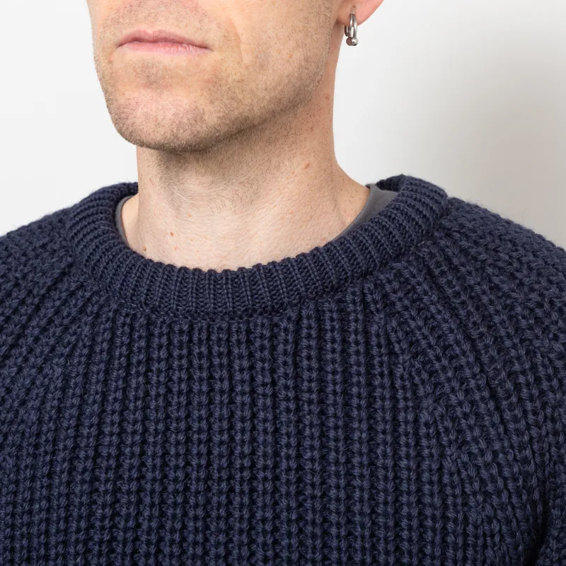 Cafe Mountain Holmes Raglan Wool Knit Deep Navy-5