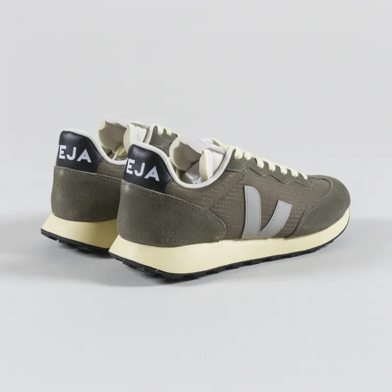 Veja Womens Rio Branco Ripstop Shoes Khaki Oxford Grey Black-1
