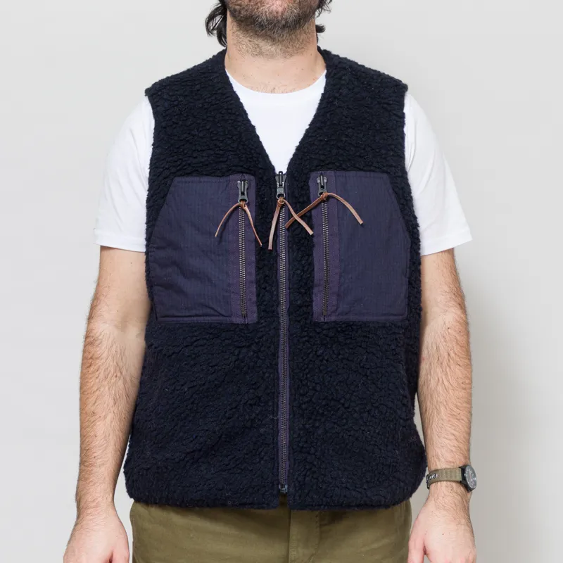 Cafe Mountain Reversible Mountain Fleece Vest Navy