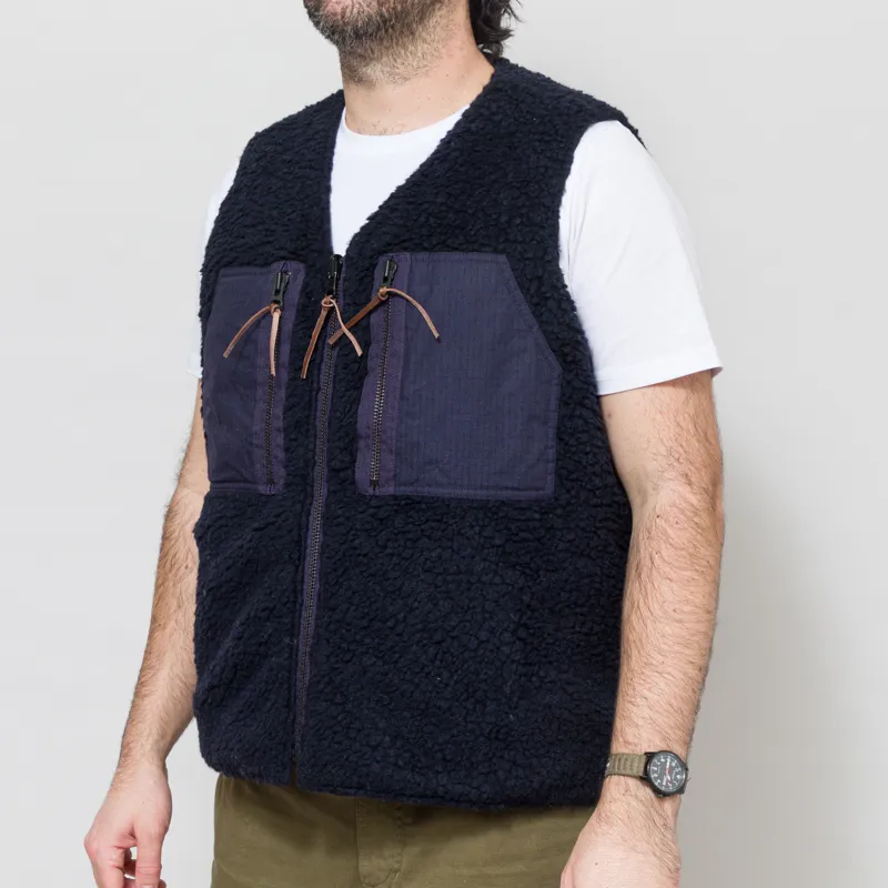 Cafe Mountain Reversible Mountain Fleece Vest Navy-2