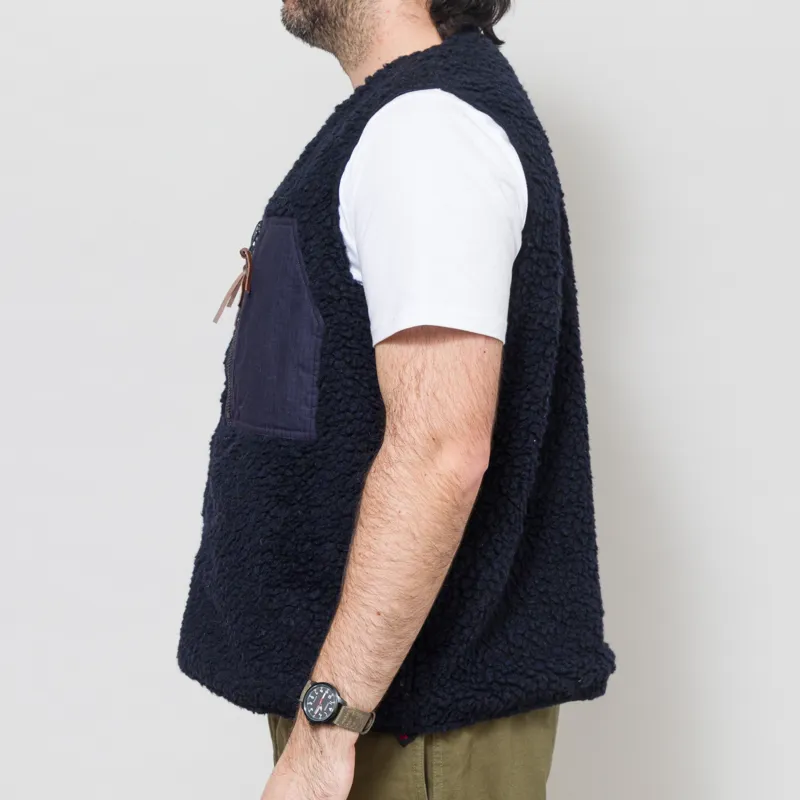 Cafe Mountain Reversible Mountain Fleece Vest Navy-3