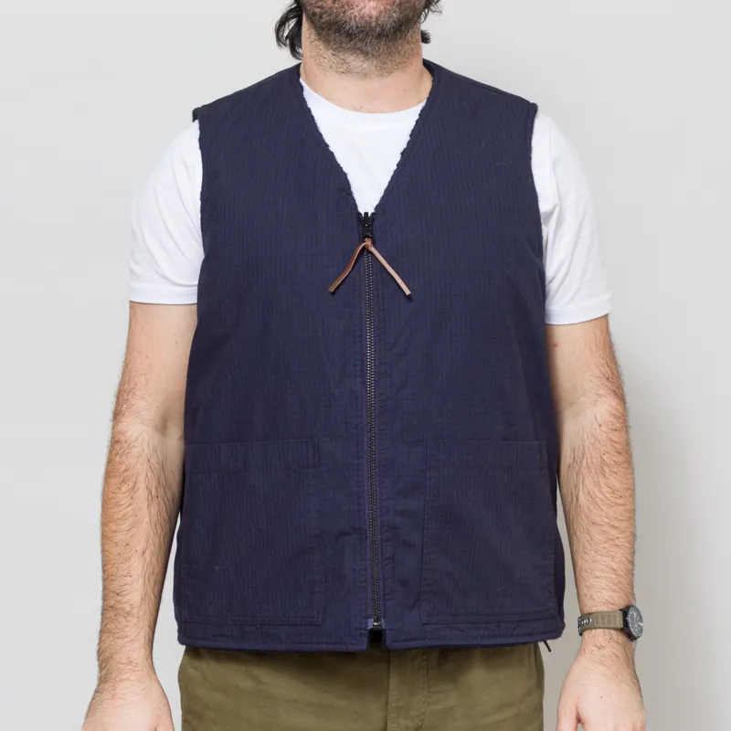 Cafe Mountain Reversible Mountain Fleece Vest Navy-1