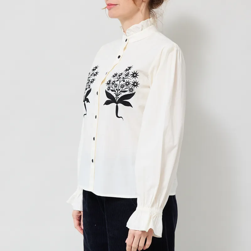 Daydress Womens Rowena Embroidered Shirt Cream-1