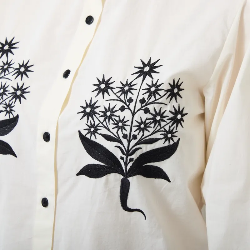 Daydress Womens Rowena Embroidered Shirt Cream-4