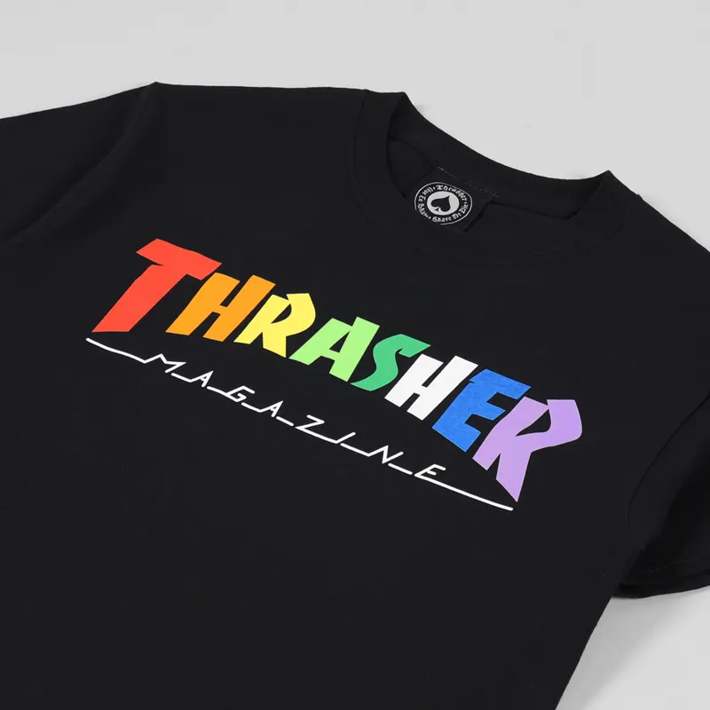 Thrasher Skateboard Magazine Rainbow T Shirt Black-1