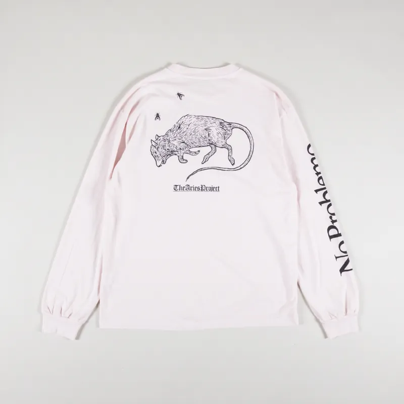 Aries Rat Long Sleeve T Shirt Pale Pink