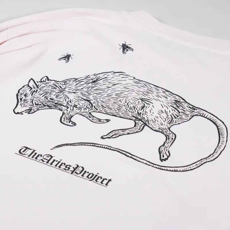 Aries Rat Long Sleeve T Shirt Pale Pink-6