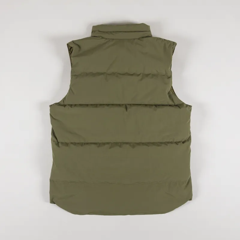Snow Peak Mens Recycled Down Puffer Vest Gilet Olive Green