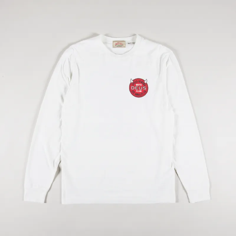 Deus Ex Machina Riding Hot Long Sleeve T Shirt Vintage White-1