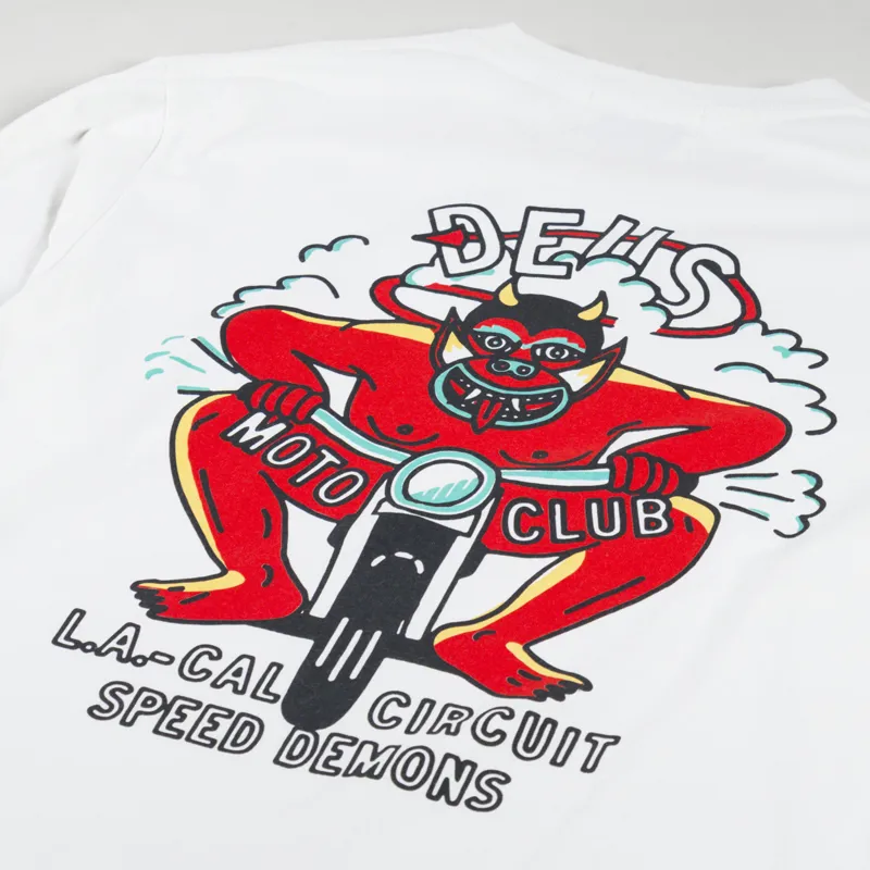 Deus Ex Machina Riding Hot Long Sleeve T Shirt Vintage White-2