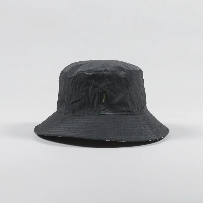 FrizmWORKS Mens Reversible Bucket Hat Black Bandana Twill Ripstop
