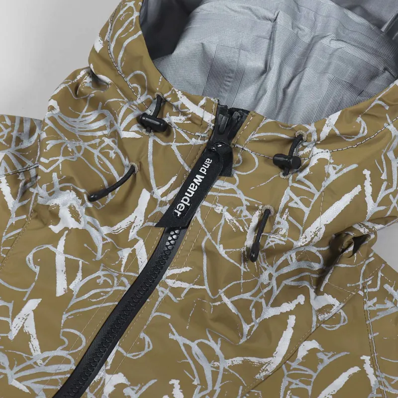 And Wander Reflective Printed Waterproof Jacket Beige-7