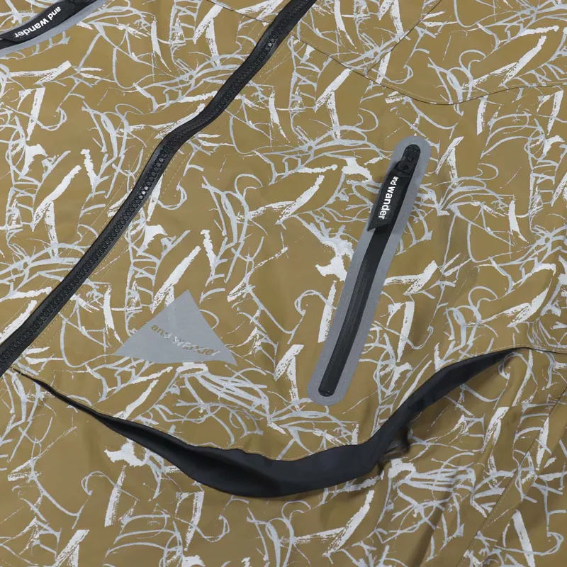 And Wander Reflective Printed Waterproof Jacket Beige-8