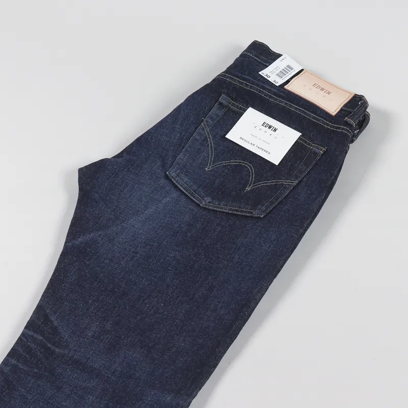Edwin Regular Tapered Jeans Nihon Menpu Dark Pure Indigo Rainbow Selvedge-5