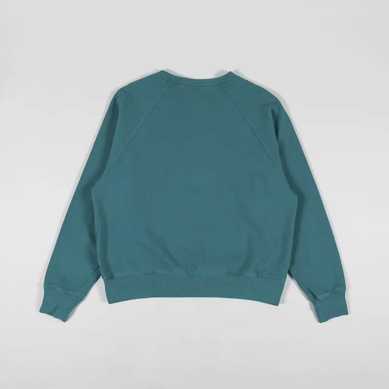 Edwin Raglan Sleeve Crew Sweat Deep Lake-1