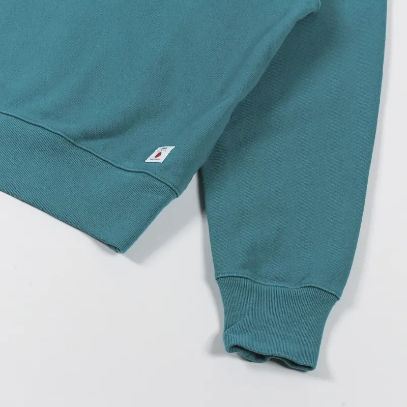 Edwin Raglan Sleeve Crew Sweat Deep Lake-3