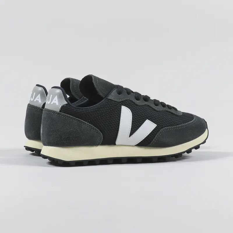 Veja Womens Rio Branco Alveomesh Shoes Black White Oxford Grey-3