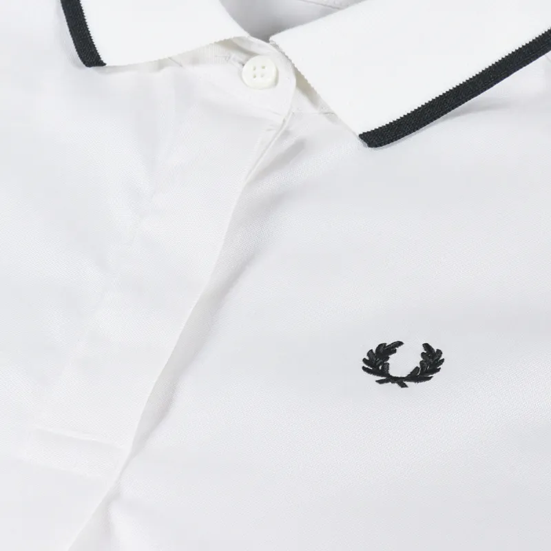 Fred Perry Womens SS Rib Collar Shirt Snow White Fred Perry Womens SS Rib Collar Shirt Snow White