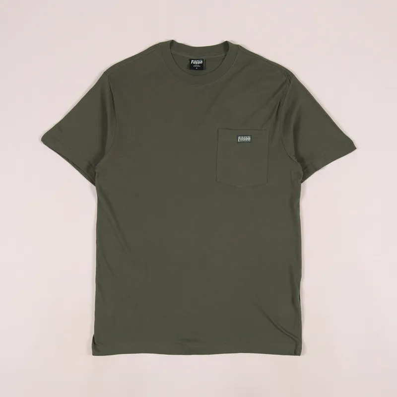 Filson Mens SS Ranger Solid One Pocket T Shirt Service Green