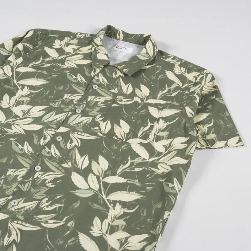 Universal Works Road Shirt Olive Organic Jungle Print-3