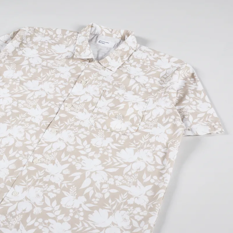Universal Works Road Shirt Sand Organic Cotton Print-3