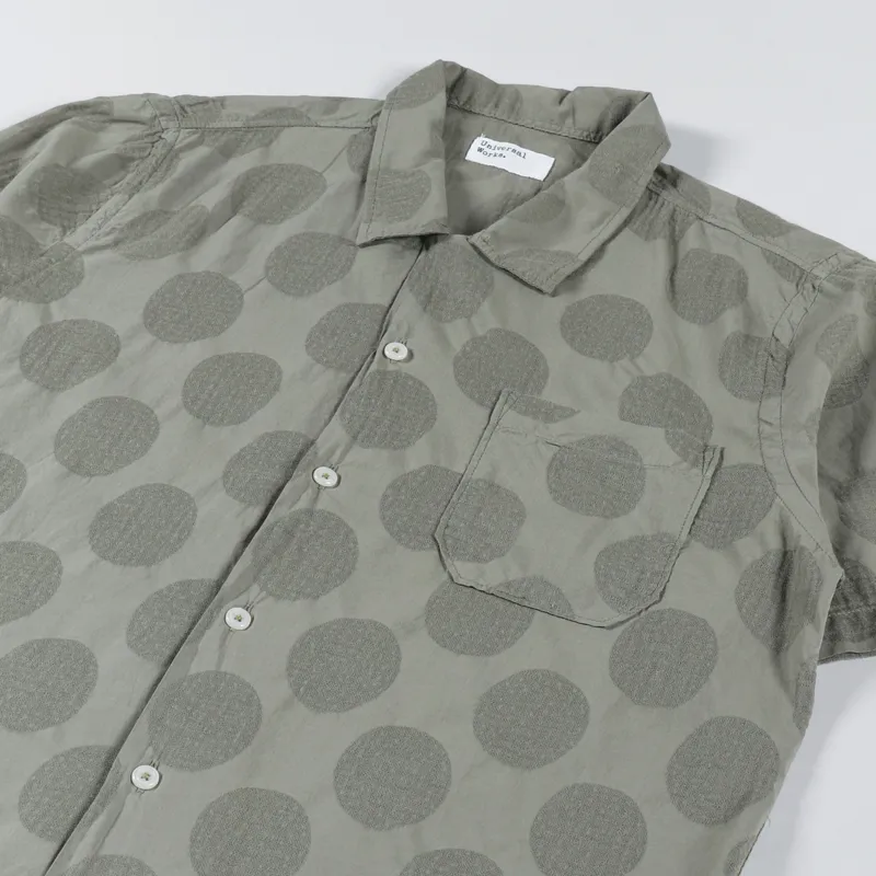 Universal Works Road Shirt Light Olive Dot Cotton-3