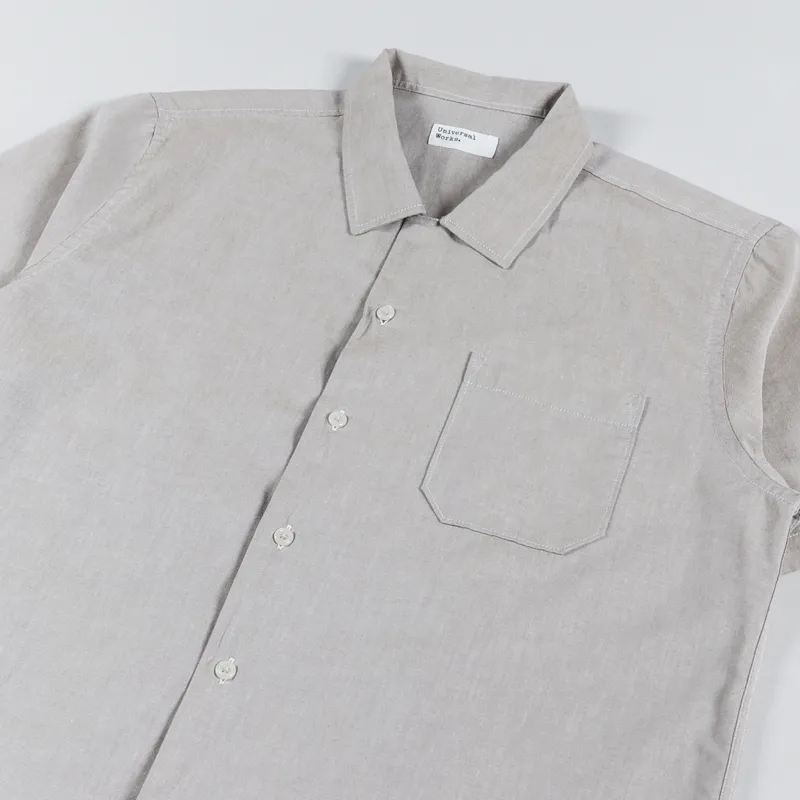 Universal Works Mens Short Sleeve Road Shirt Sand Organic Oxford