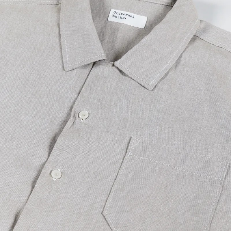 Universal Works Mens Short Sleeve Road Shirt Sand Organic Oxford