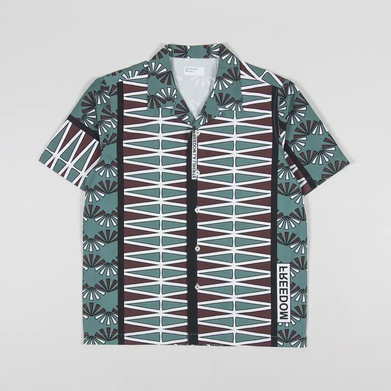 Universal Works Road Trip Shirt Freedom Print Green