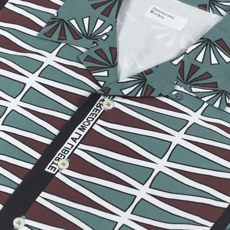 Universal Works Road Trip Shirt Freedom Print Green-3