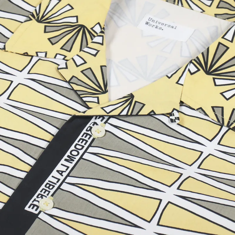 Universal Works Road Trip Shirt Freedom Print Yellow-5