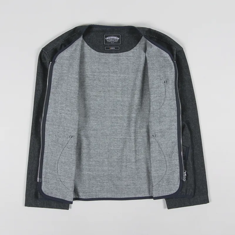 FrizmWORKS Round Zip Up Cardigan Indigo-1