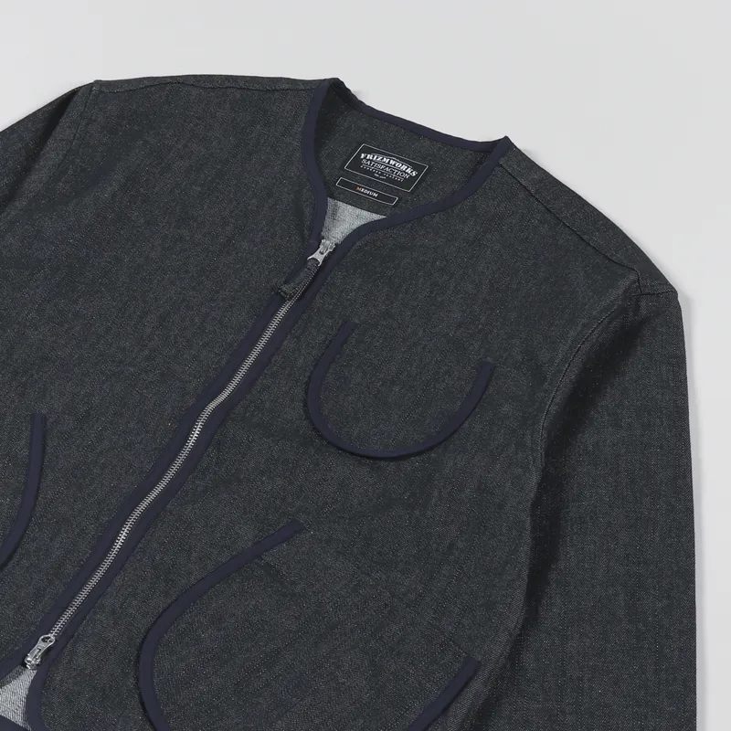 FrizmWORKS Round Zip Up Cardigan Indigo-3