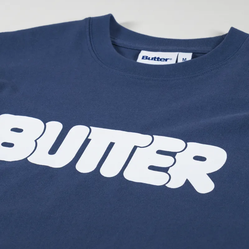 Butter Goods Rounded Logo T Shirt Denim-1