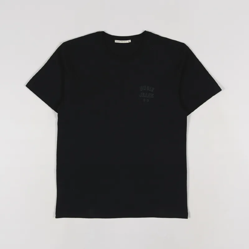 Nudie Jeans Roy Logo T Shirt Black
