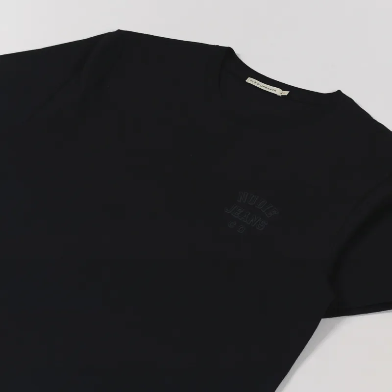 Nudie Jeans Roy Logo T Shirt Black-2