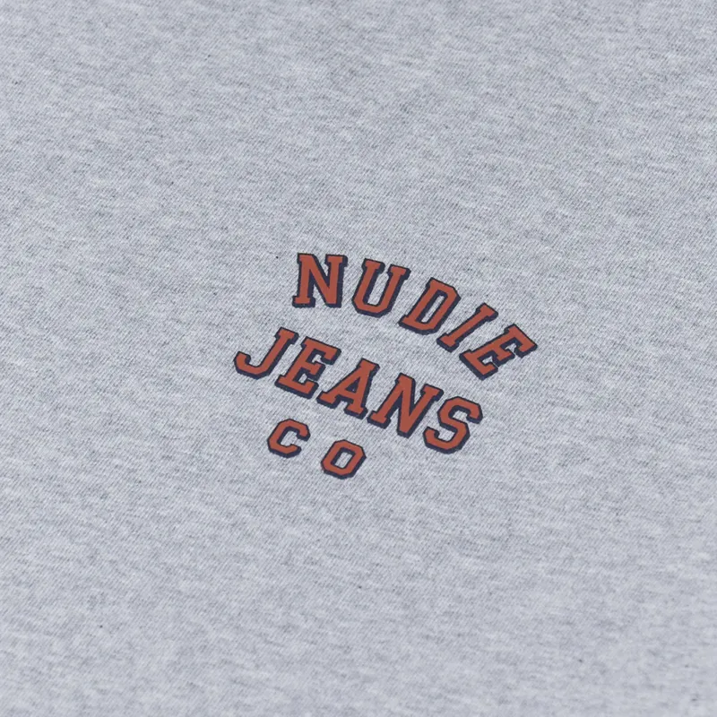 Nudie Jeans Roy Logo T Shirt Grey Melange-1