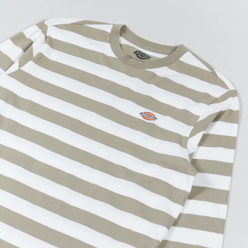 Dickies Mens Rivergrove Long Sleeve T Shirt Khaki Brown White