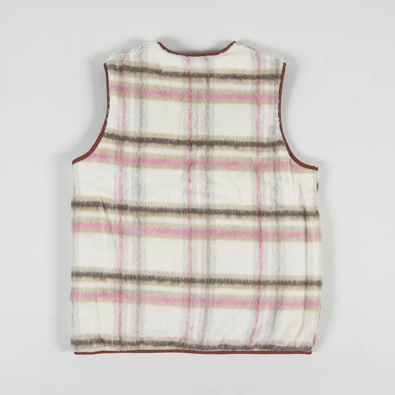 Butter Goods Reversible Hairy Plaid Vest Brown Pink-4