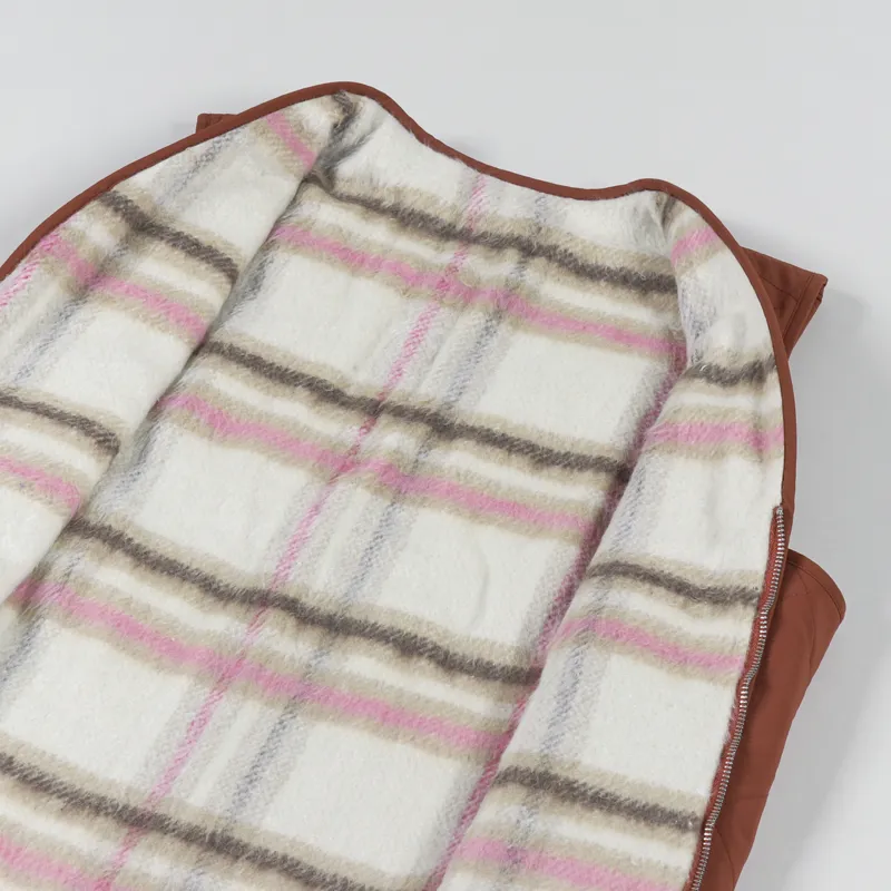 Butter Goods Reversible Hairy Plaid Vest Brown Pink-7