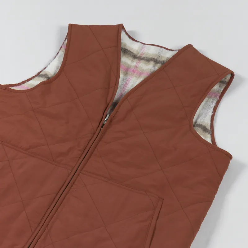 Butter Goods Reversible Hairy Plaid Vest Brown Pink-5