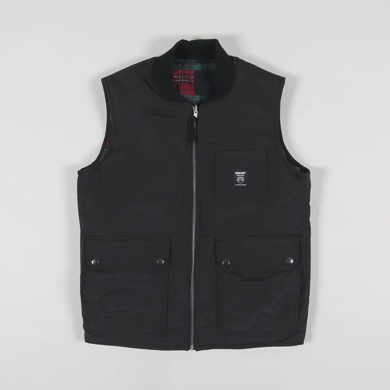 C17 Jeans Reversible Vest Black Tartan