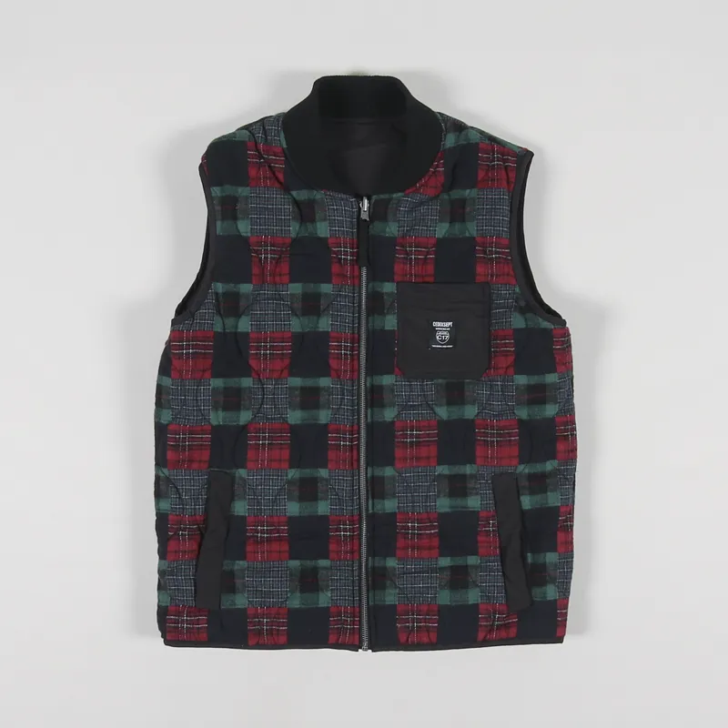 C17 Jeans Reversible Vest Black Tartan-1