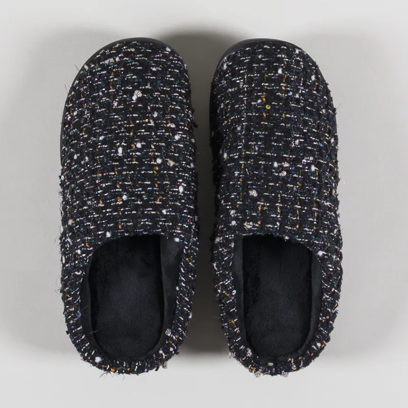 靴 Subu tweed aurora Subu Mens Concept Comfort Tweed Pattern Slippers Aurora Black