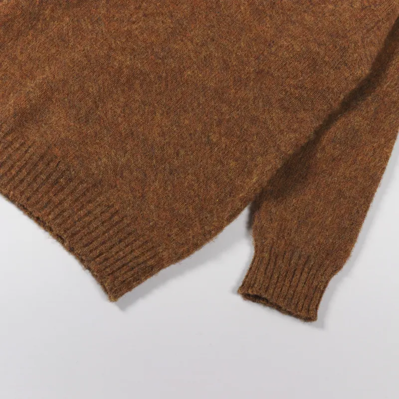 Shetland Woollen Co. Shaggy Knit Crew Neck Sweater Burnt Umber-3