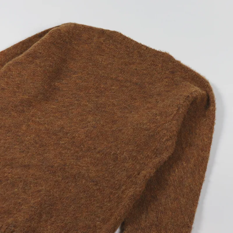 Shetland Woollen Co. Shaggy Knit Crew Neck Sweater Burnt Umber-4