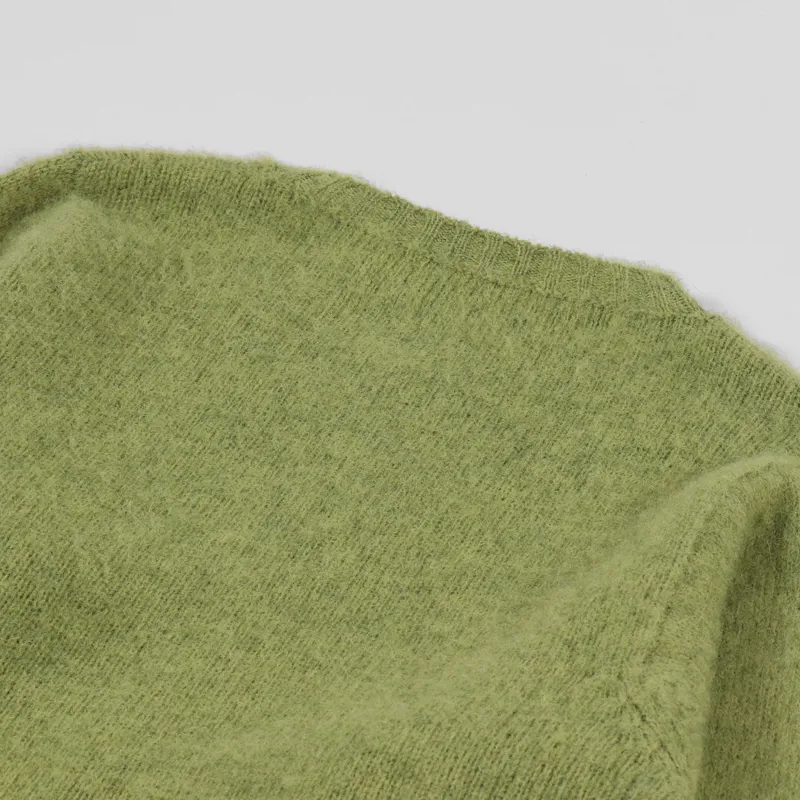 Shetland Woollen Co. Shaggy Knit Crew Neck Sweater Granny Smith-3